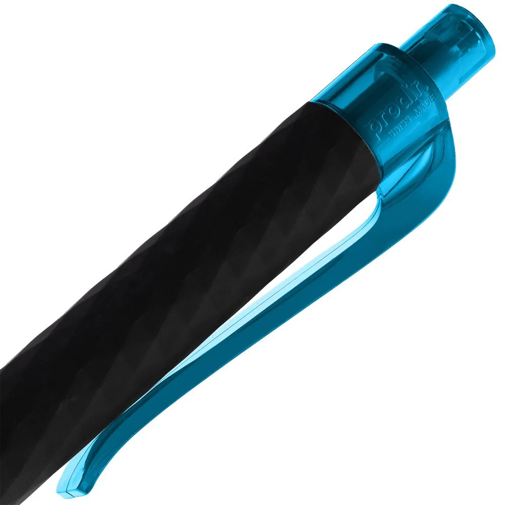 Ручка шариковая Prodir QS01 PRT-T Soft Touch, черная с голубым фото 7