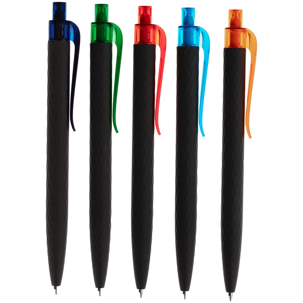 Ручка шариковая Prodir QS01 PRT-T Soft Touch, черная с голубым фото 8