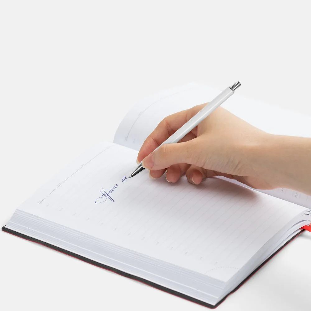 Ручка шариковая Slim Beam, белая фото 4