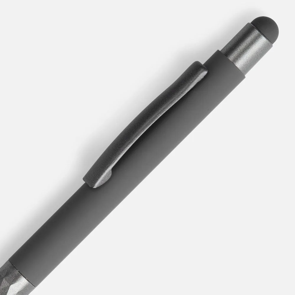 Ручка шариковая Digit Soft Touch со стилусом, серая фото 4