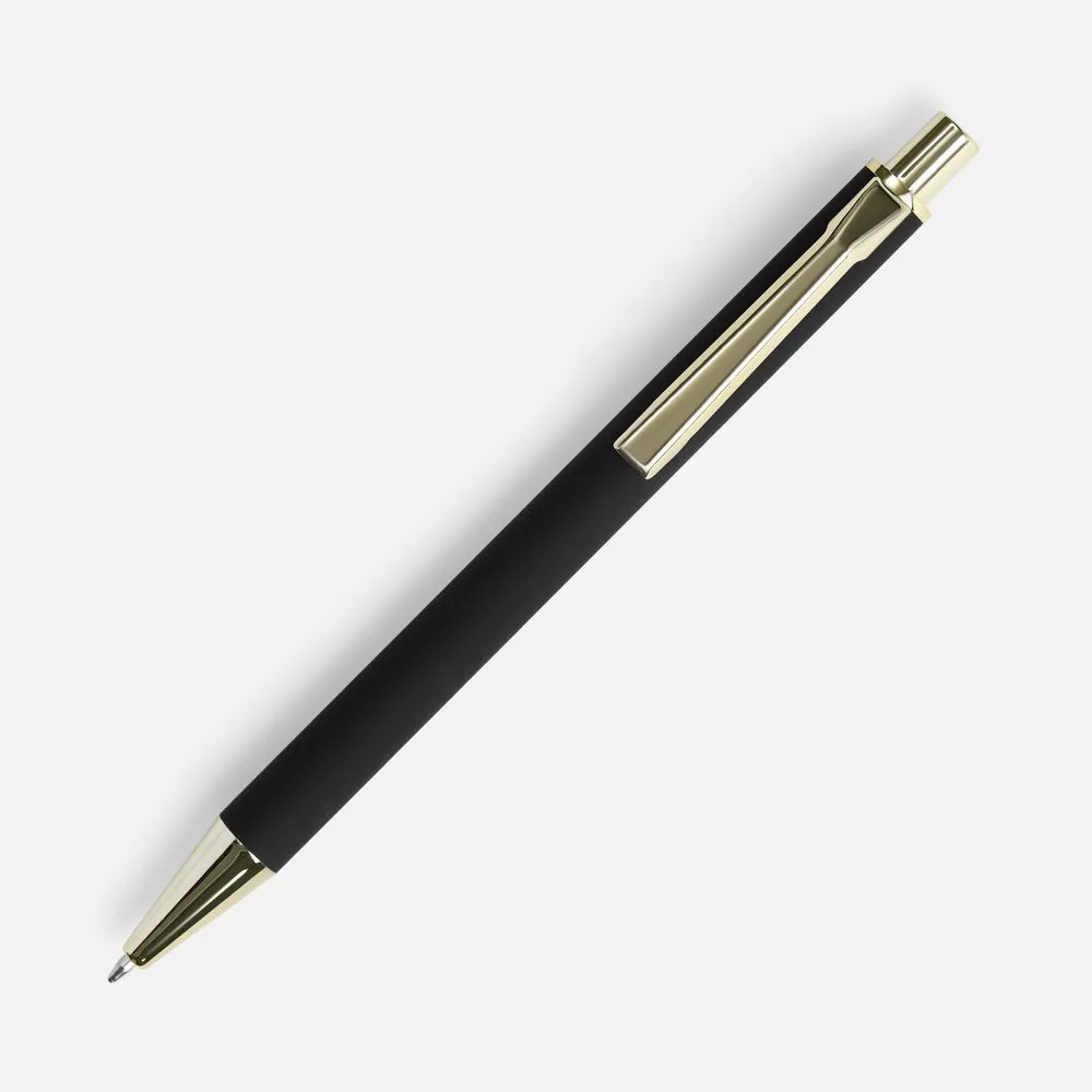 Ручка шариковая Lobby Soft Touch Gold, черная фото 3