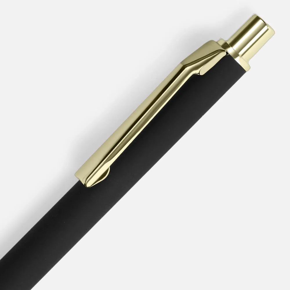 Ручка шариковая Lobby Soft Touch Gold, черная фото 4