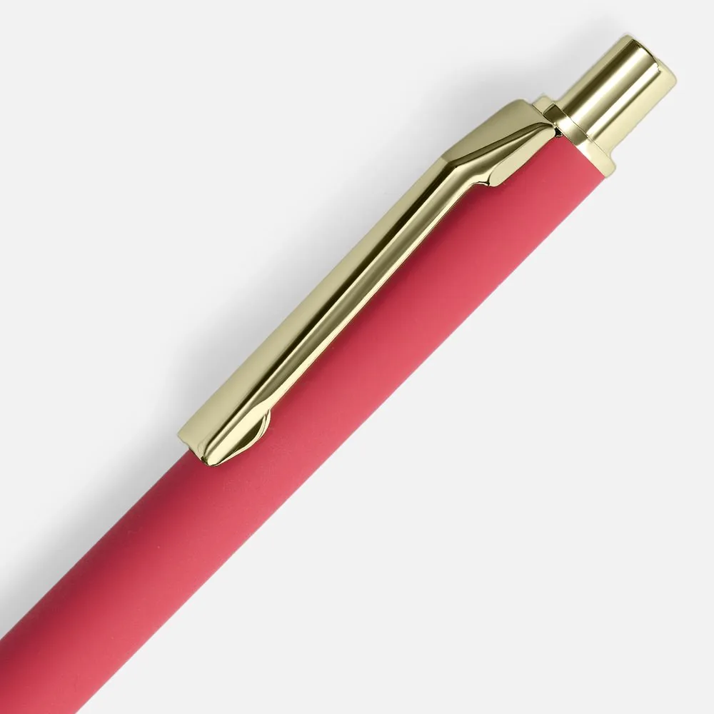Ручка шариковая Lobby Soft Touch Gold, красная фото 4