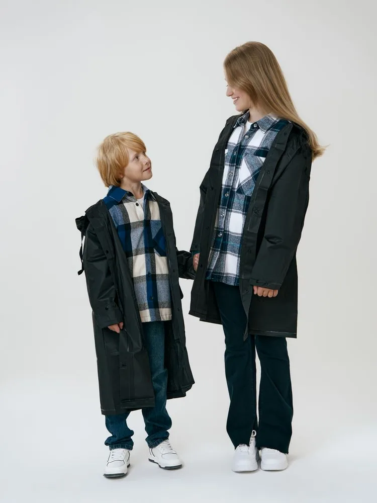 Дождевик детский RainDrop Kids, черный, 10 лет (рост 130-140) фото 13