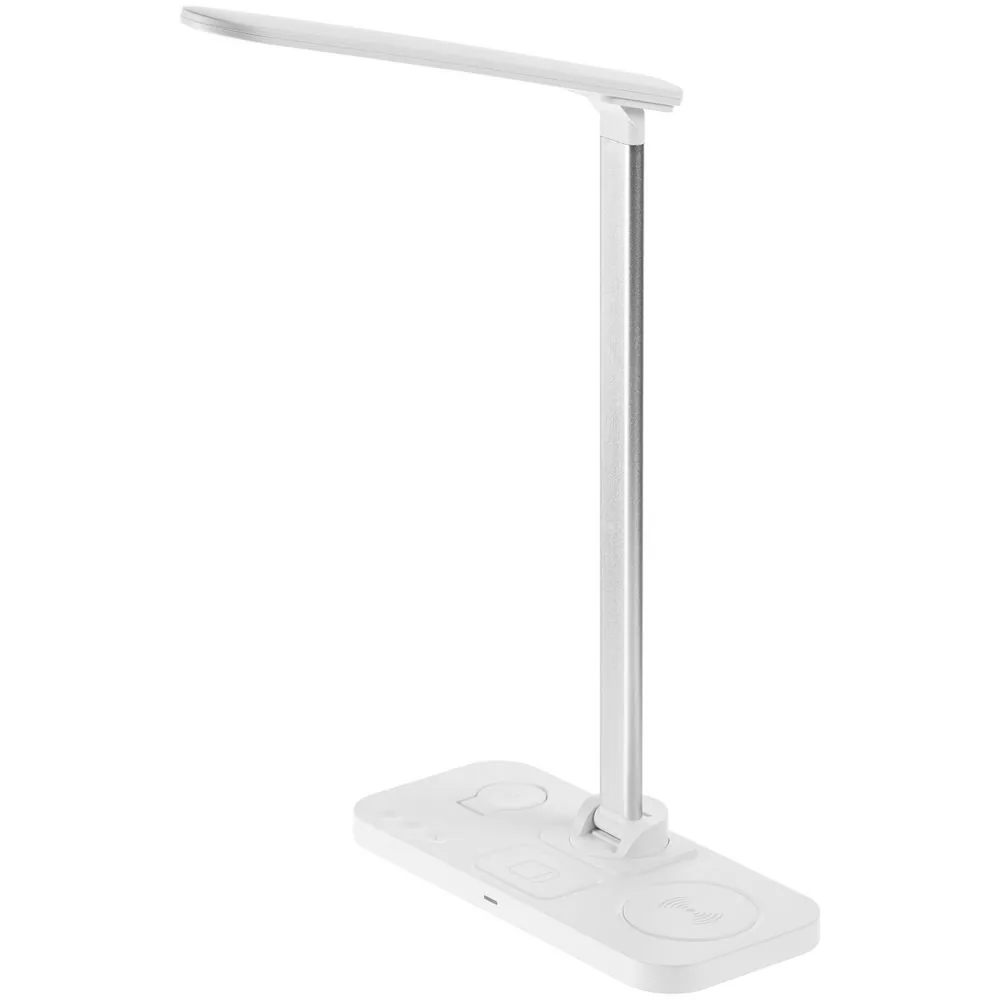 Настольная лампа с беспроводной зарядкой Power Light, белая фото 4