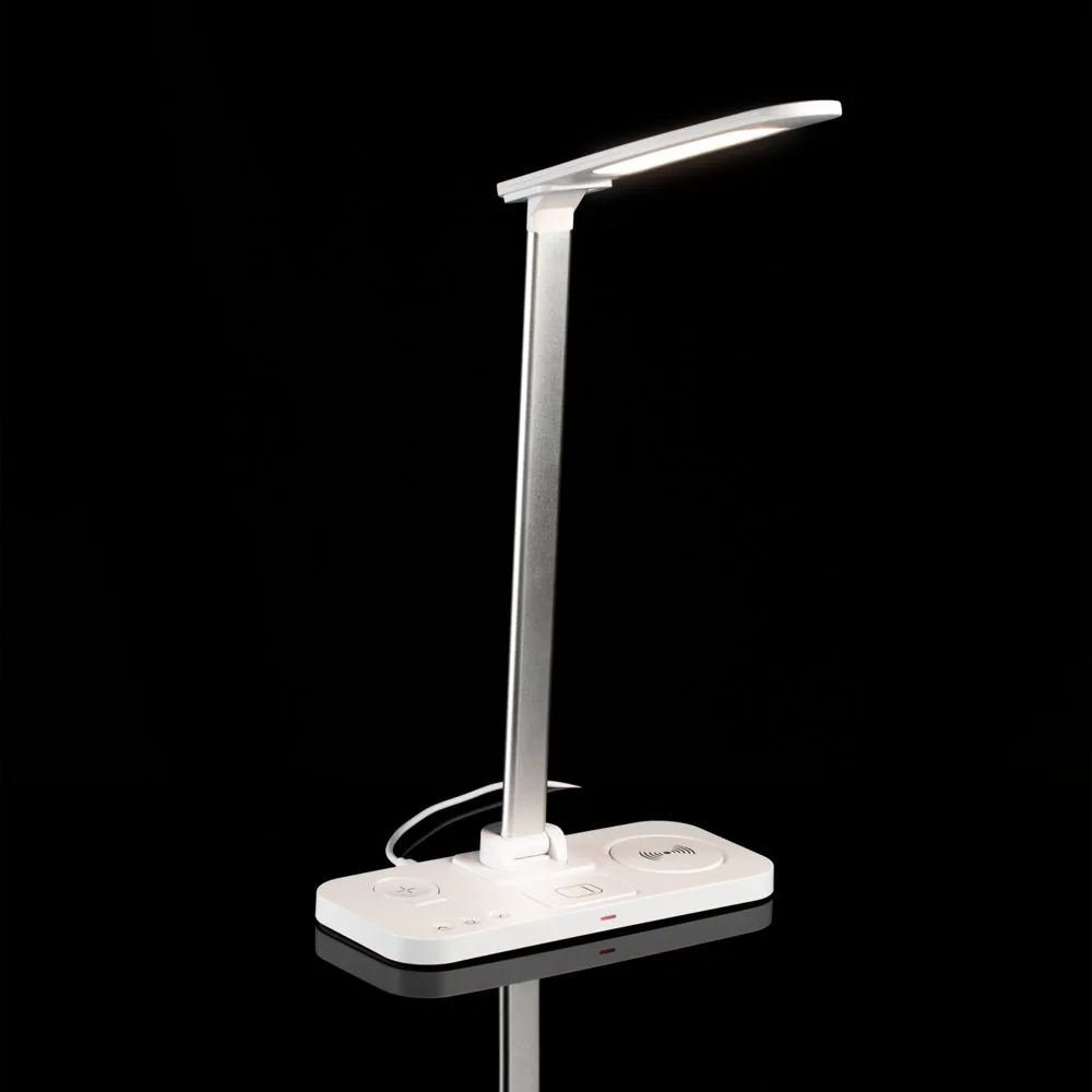 Настольная лампа с беспроводной зарядкой Power Light, белая фото 12