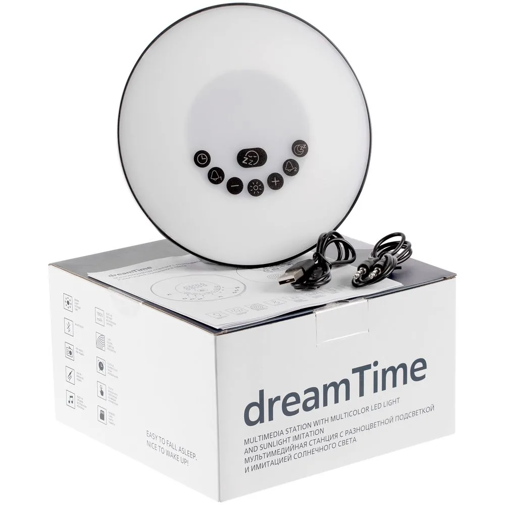 Лампа-колонка со световым будильником dreamTime, ver.2, черная фото 10