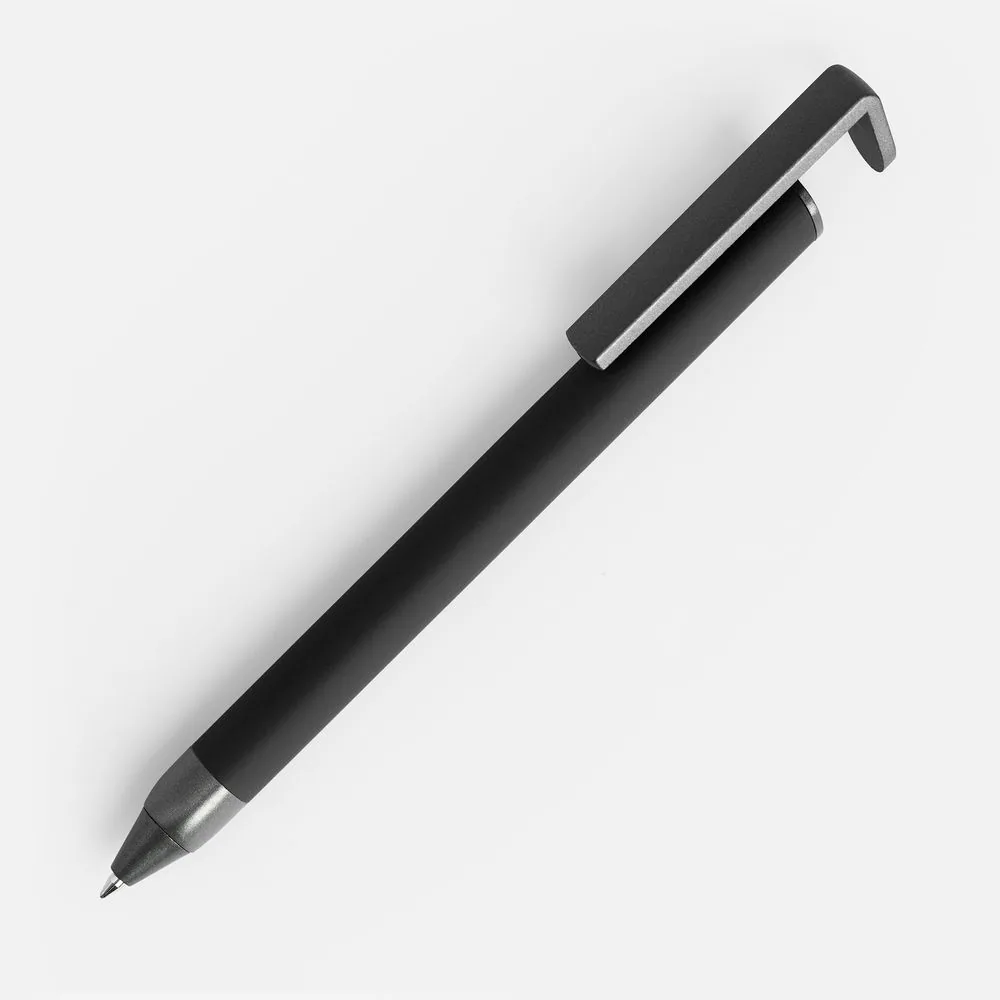 Ручка шариковая Standic с подставкой для телефона, черная