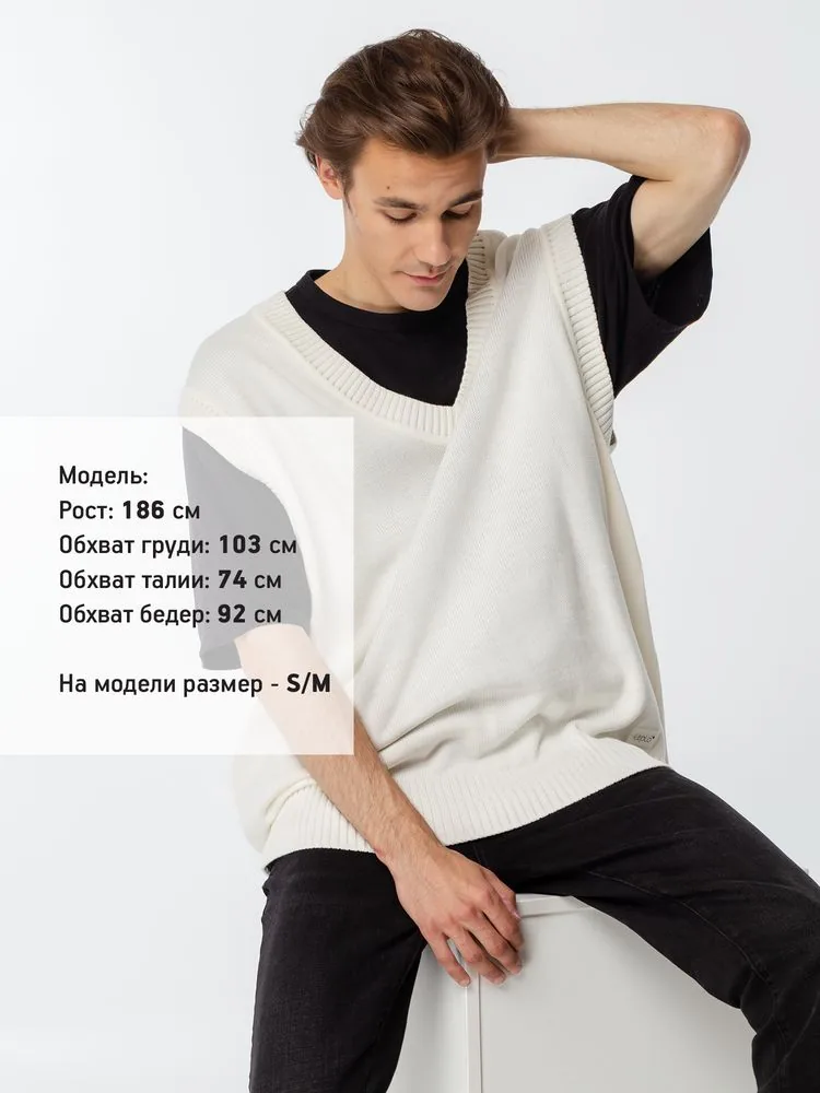 Жилет оверсайз унисекс Tad в сумке, молочно-белый, размер L/XL фото 12