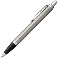 Ручка шариковая Parker IM Essential Stainless Steel CT, серебристая с черным фото 2