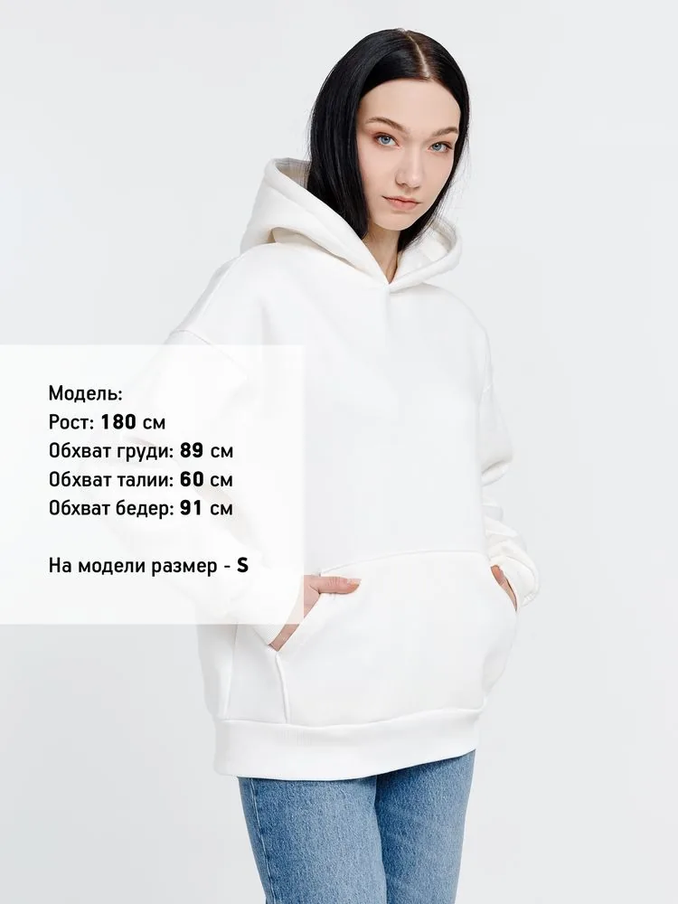 Худи оверсайз унисекс Go Easy, молочно-белое, размер M фото 10