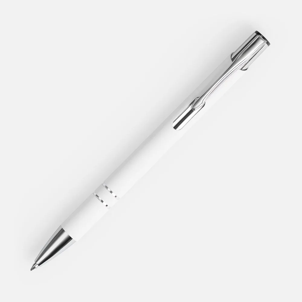 Ручка шариковая Keskus Soft Touch, белая фото 3