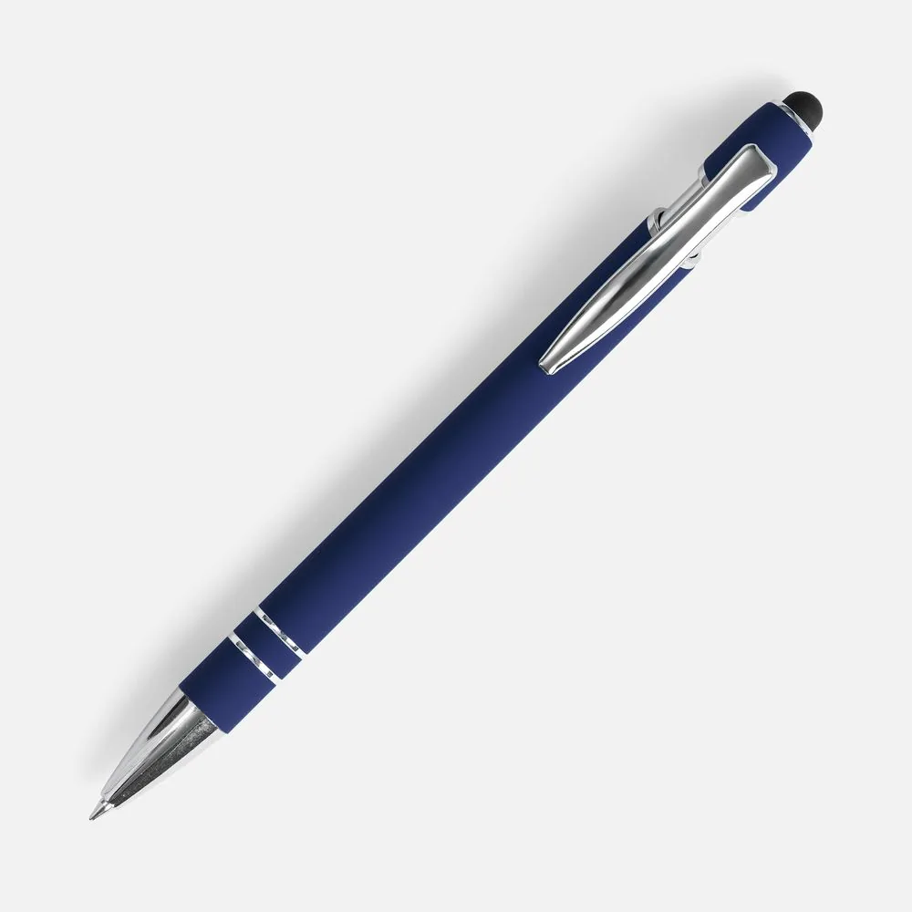 Ручка шариковая Pointer Soft Touch со стилусом, темно-синяя фото 3