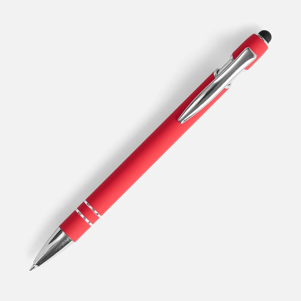 Ручка шариковая Pointer Soft Touch со стилусом, красная фото 3