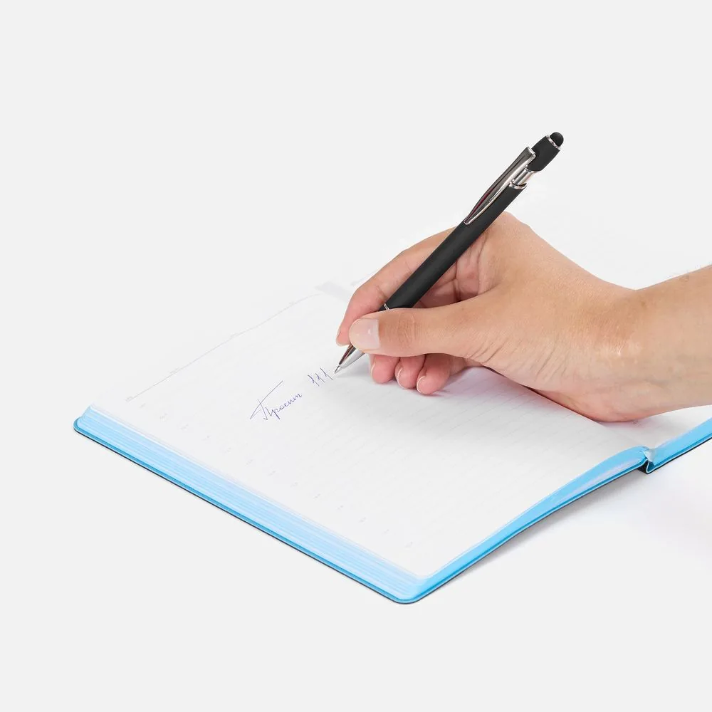 Ручка шариковая Pointer Soft Touch со стилусом, черная фото 5