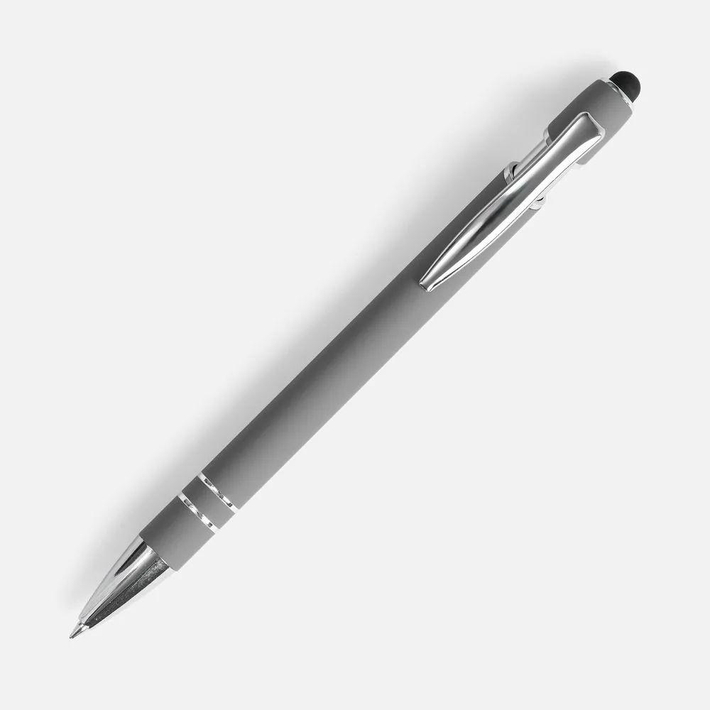 Ручка шариковая Pointer Soft Touch со стилусом, серая фото 3