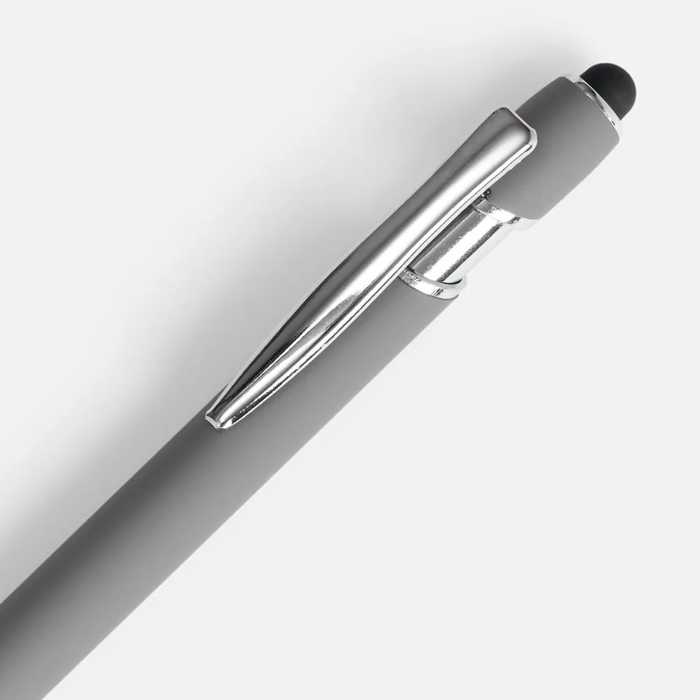 Ручка шариковая Pointer Soft Touch со стилусом, серая фото 4
