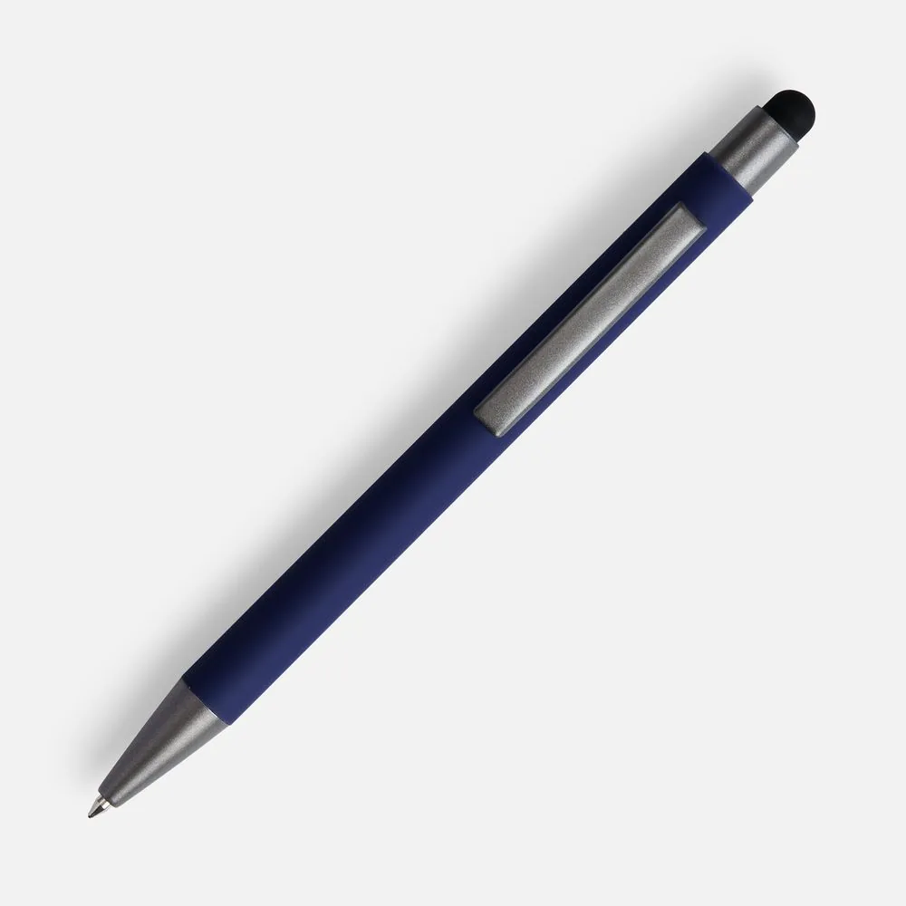 Ручка шариковая Atento Soft Touch со стилусом, темно-синяя фото 3