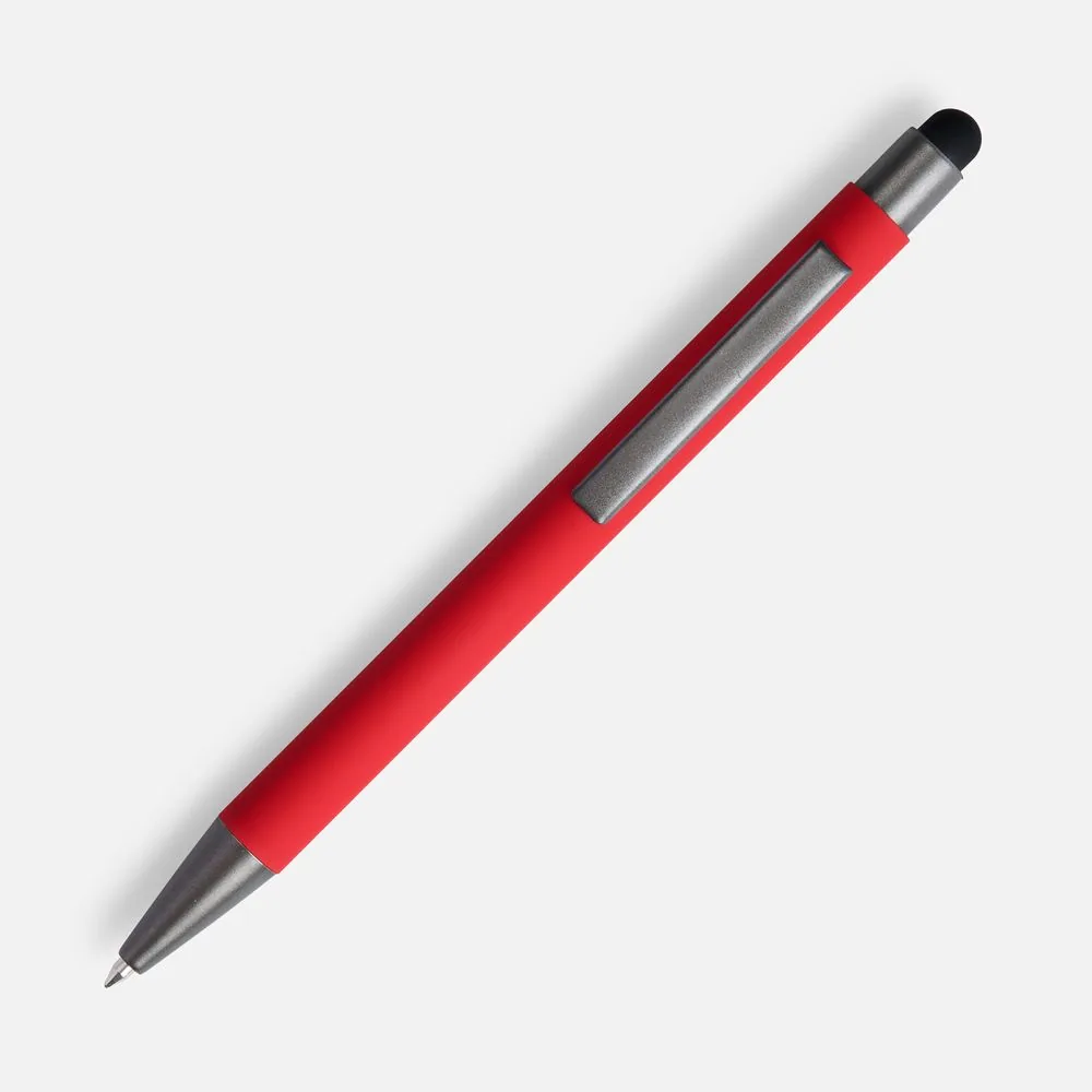 Ручка шариковая Atento Soft Touch со стилусом, красная фото 4