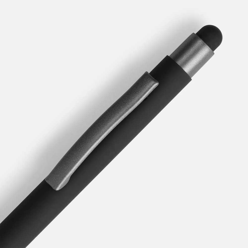 Ручка шариковая Atento Soft Touch Stylus со стилусом, черная фото 4