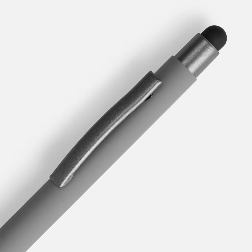 Ручка шариковая Atento Soft Touch со стилусом, серая фото 4
