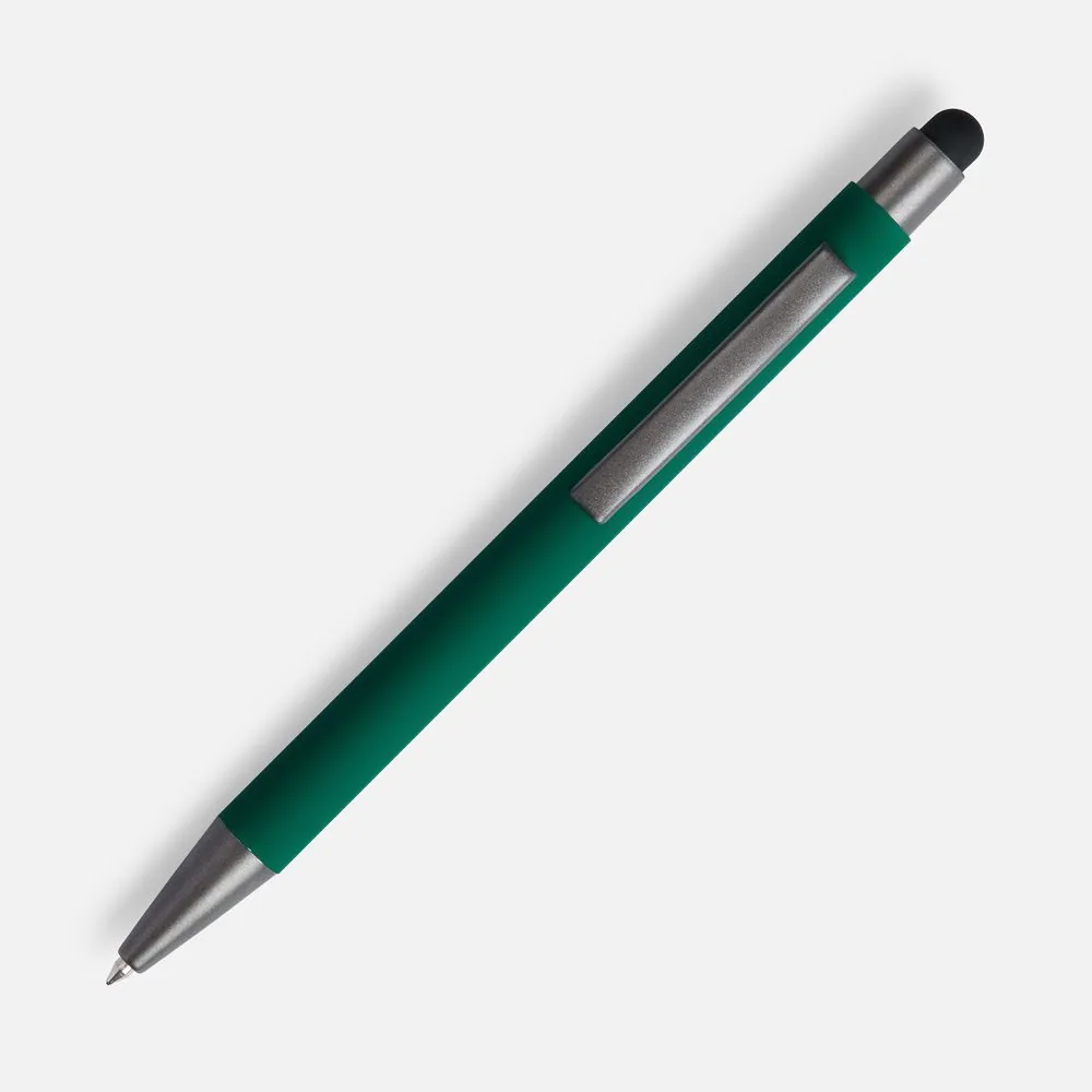 Ручка шариковая Atento Soft Touch со стилусом, зеленая фото 3