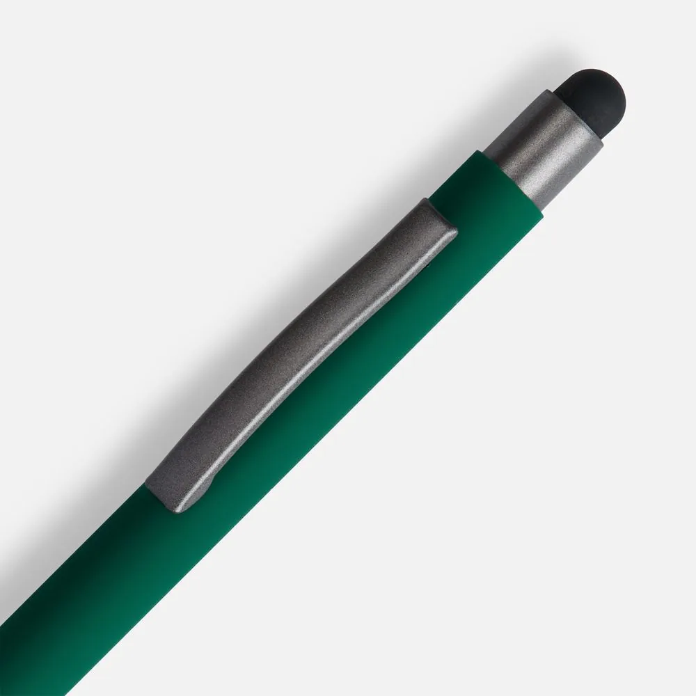 Ручка шариковая Atento Soft Touch со стилусом, зеленая фото 4