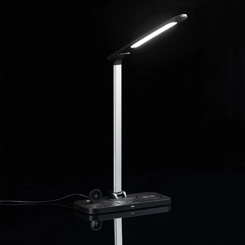Настольная лампа с беспроводной зарядкой Power Light, черная фото 9