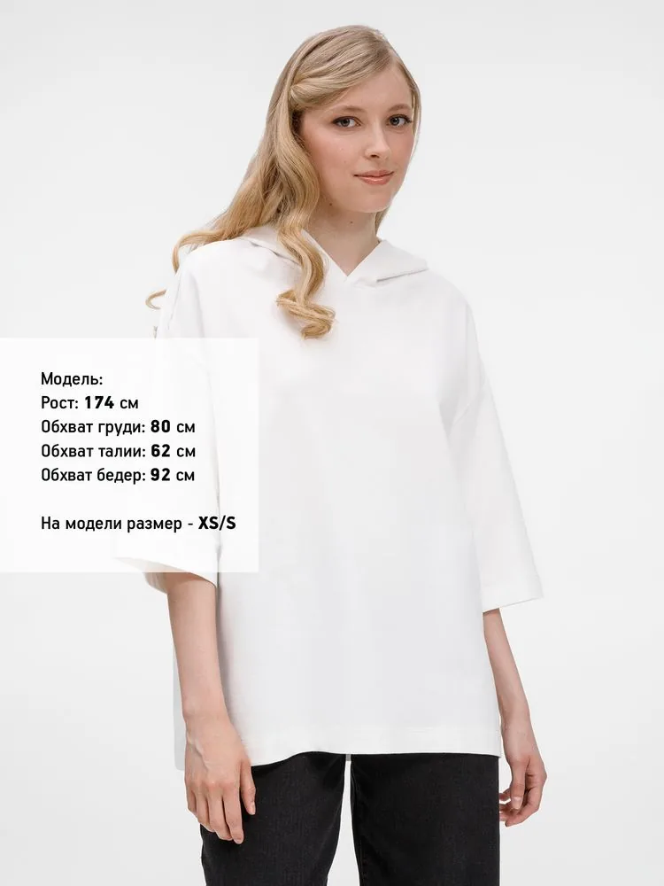 Футболка оверсайз унисекс с капюшоном Neofit, молочно-белая, размер M/L фото 10