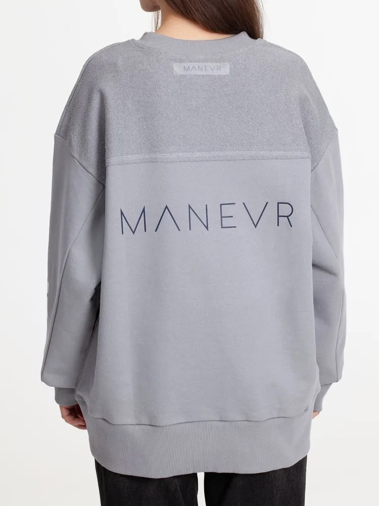 Свитшот оверсайз унисекс Vozduh, светло-серый, размер XS/S фото 14
