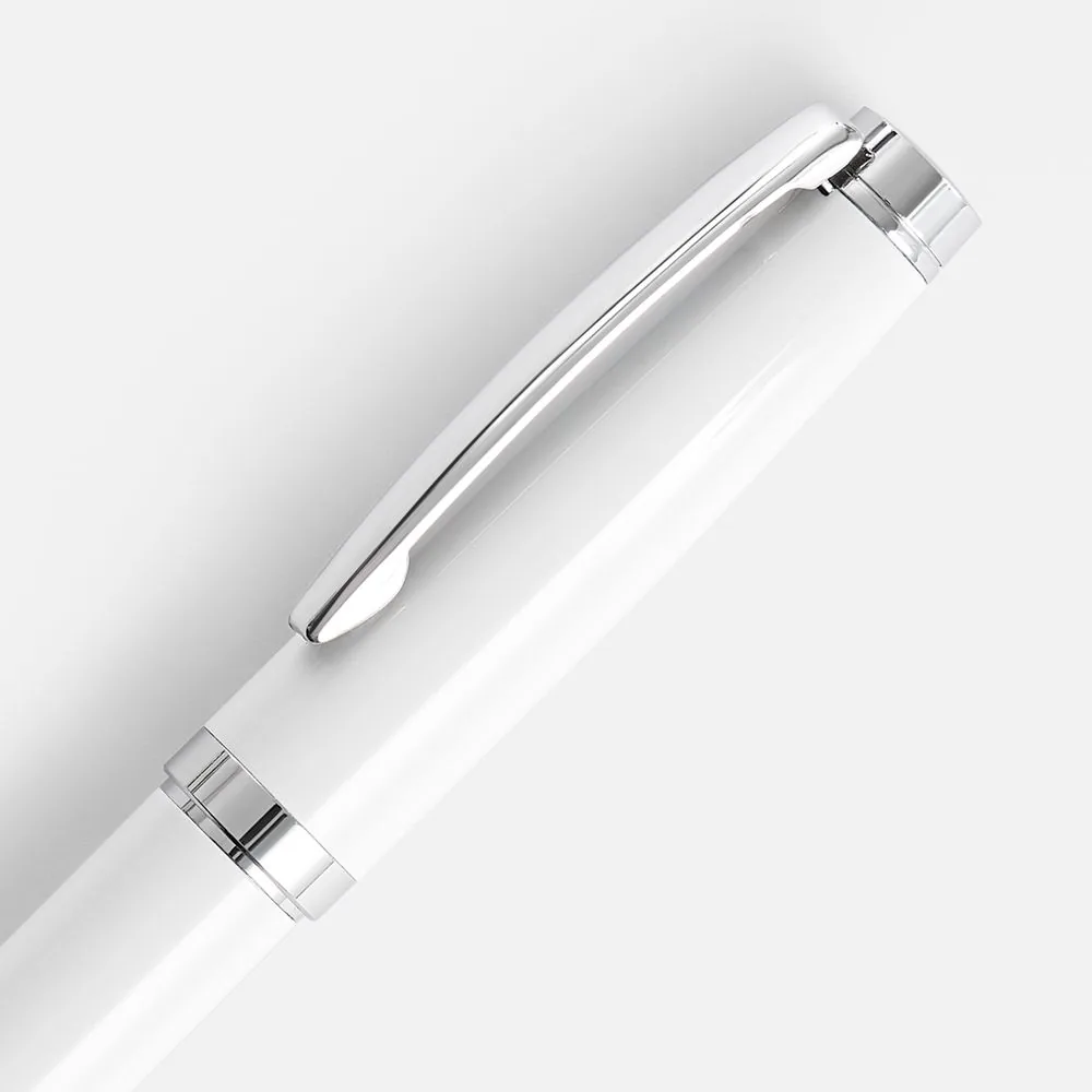 Ручка шариковая Letra Chrome, глянцевая, белая фото 4