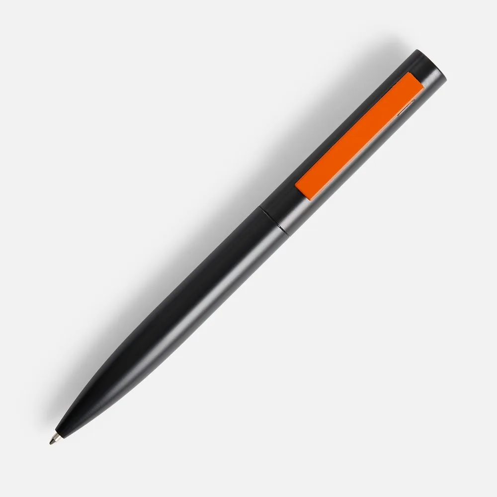 Ручка шариковая Inkolor, черная с оранжевым фото 3