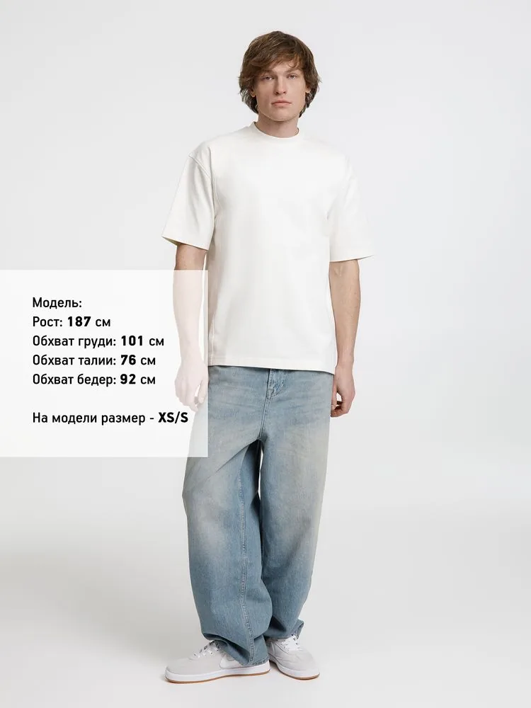Футболка оверсайз унисекс Sideline, молочно-белая, размер XS/S фото 6