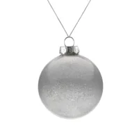 Елочный шар Finery Shine, 8 см, глянцевый серебристый с глиттером фото 2