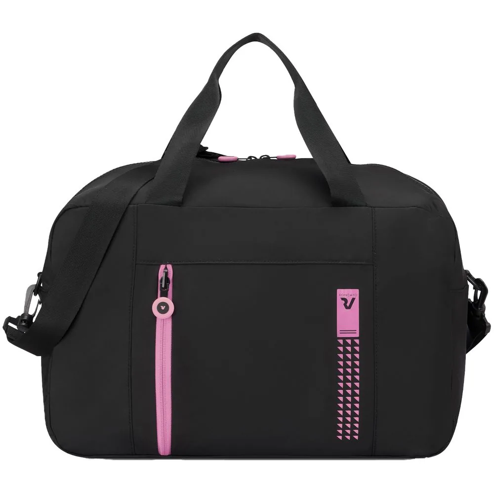 Сумка дорожная Compact Neon, черная с розовым фото 3