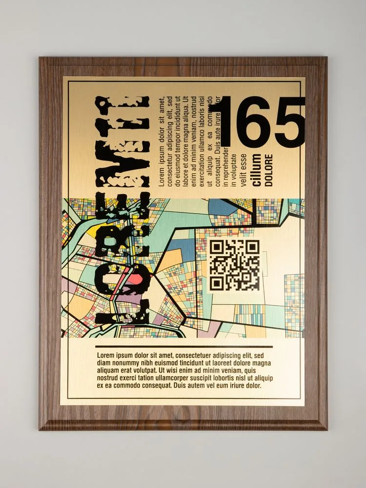 Плакетка Plaque XL, венге с золотистой пластиной фото 8