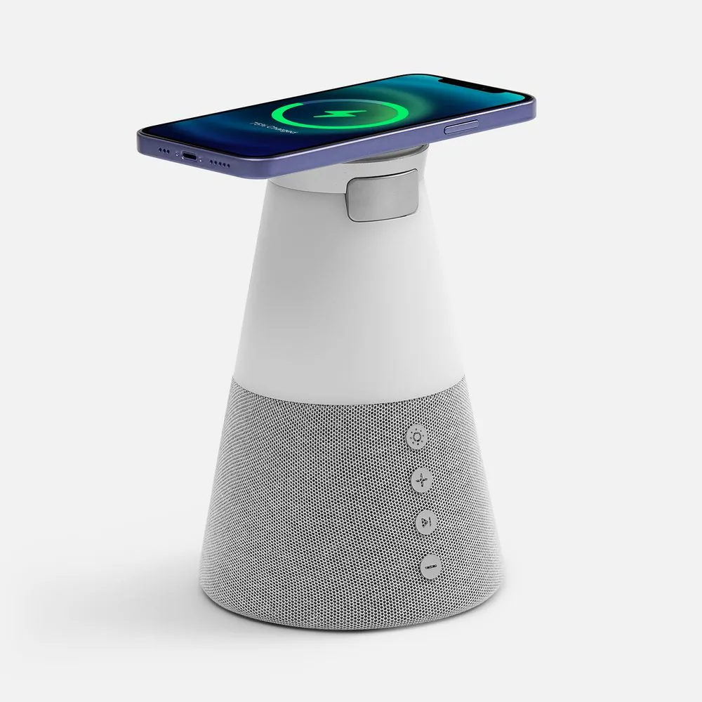 Bluetooth-колонка с беспроводной зарядкой и подсветкой Cone Sonance, серая фото 3
