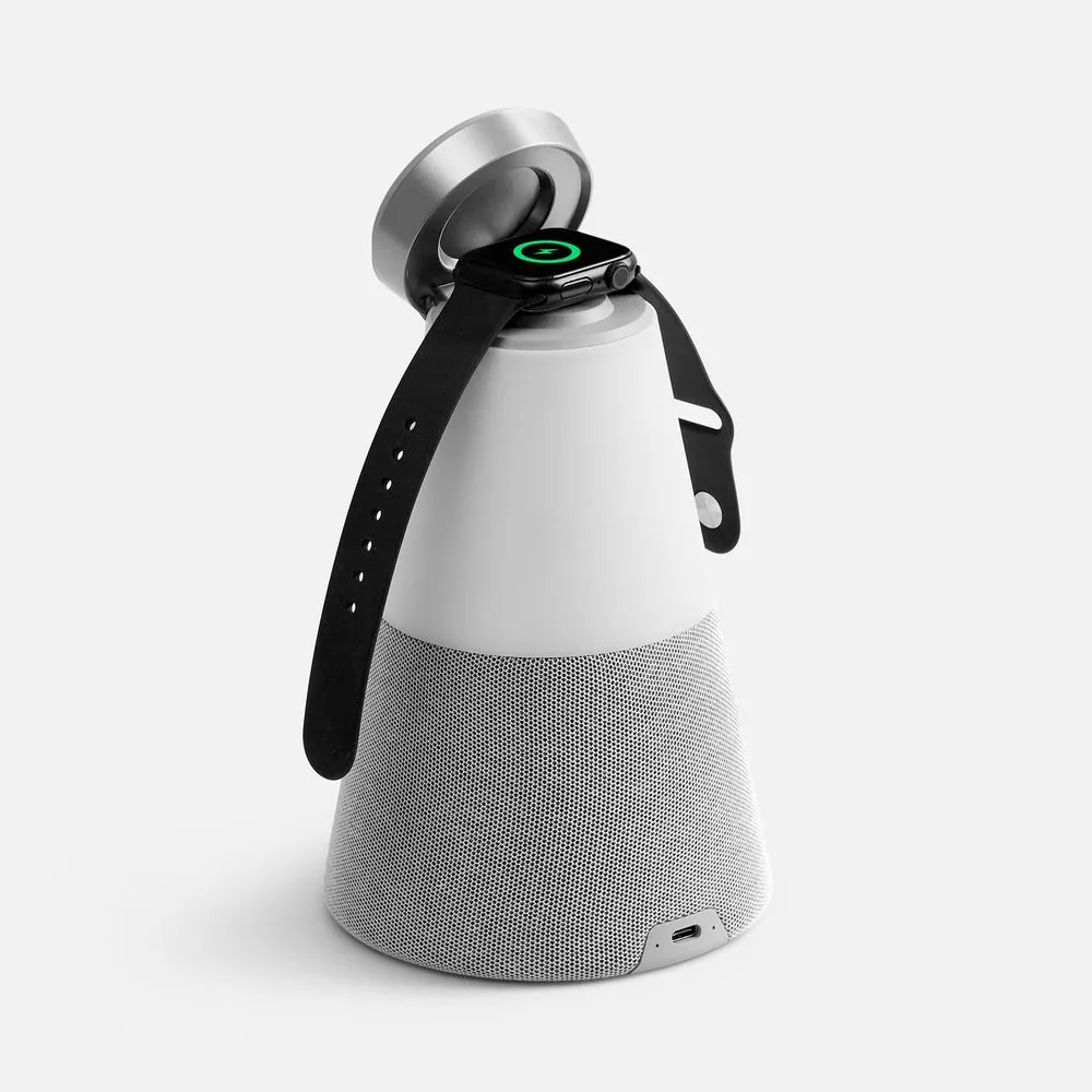 Bluetooth-колонка с беспроводной зарядкой и подсветкой Cone Sonance, серая фото 4