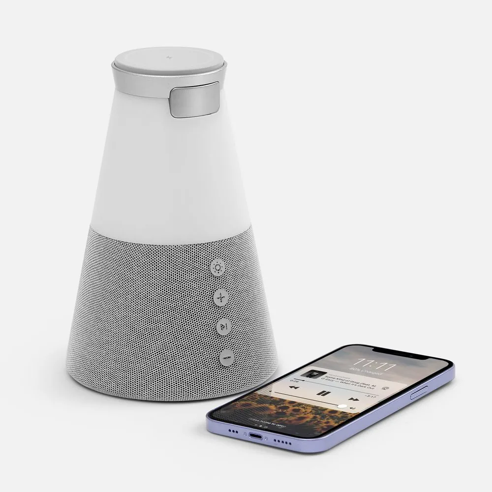 Bluetooth-колонка с беспроводной зарядкой и подсветкой Cone Sonance, серая фото 5