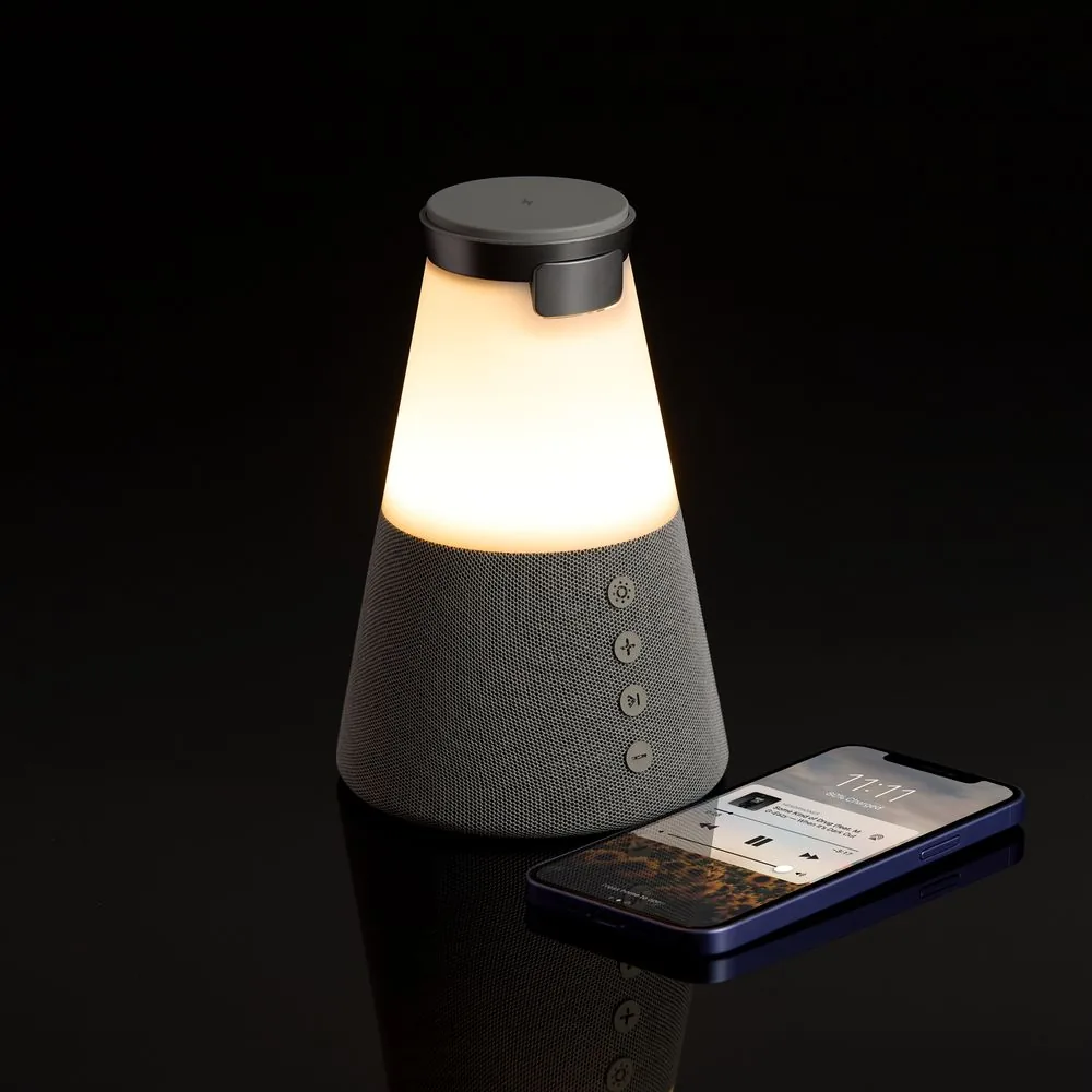 Bluetooth-колонка с беспроводной зарядкой и подсветкой Cone Sonance, серая фото 8