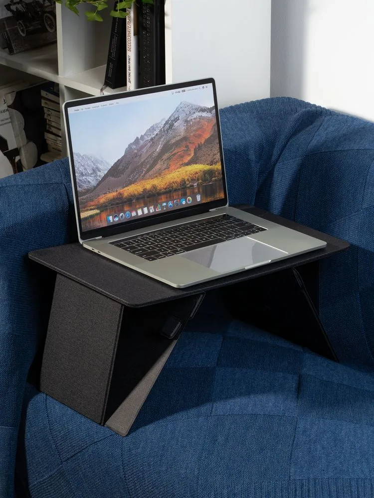 Складной стол для ноутбука с беспроводной зарядкой Kickstand Table, серый фото 10