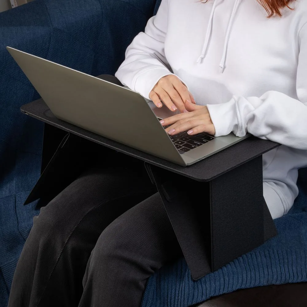 Складной стол для ноутбука с беспроводной зарядкой Kickstand Table, серый фото 12
