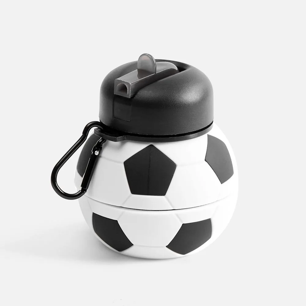 Складная бутылка для воды Football Flex, белая с черным фото 3