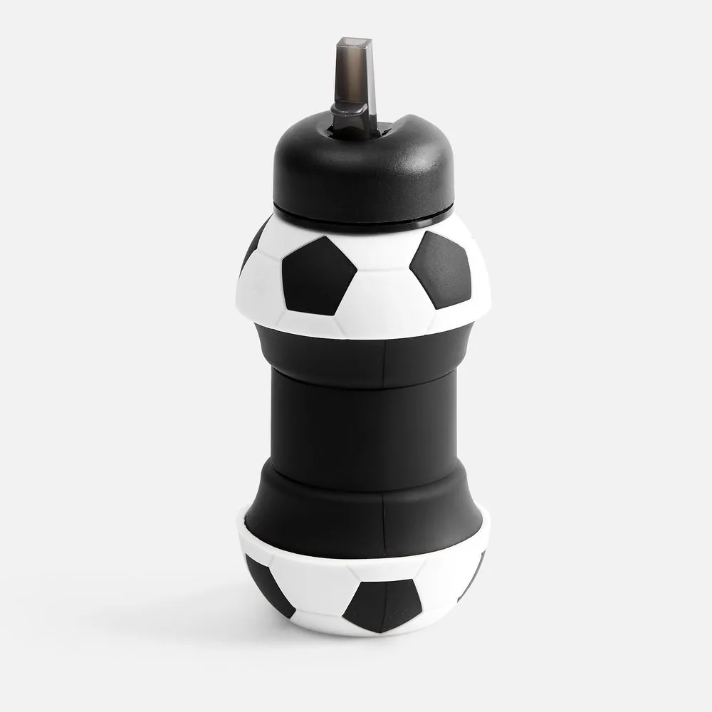 Складная бутылка для воды Football Flex, белая с черным фото 4