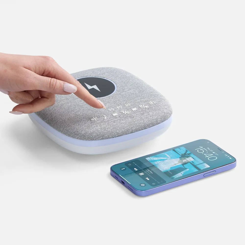 Bluetooth-колонка с беспроводной зарядкой и подсветкой Terrafonic, серая фото 8