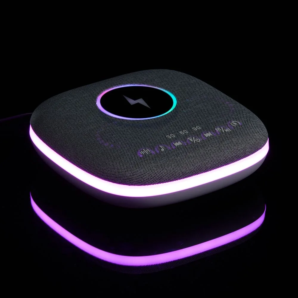 Bluetooth-колонка с беспроводной зарядкой и подсветкой Terrafonic, серая фото 10