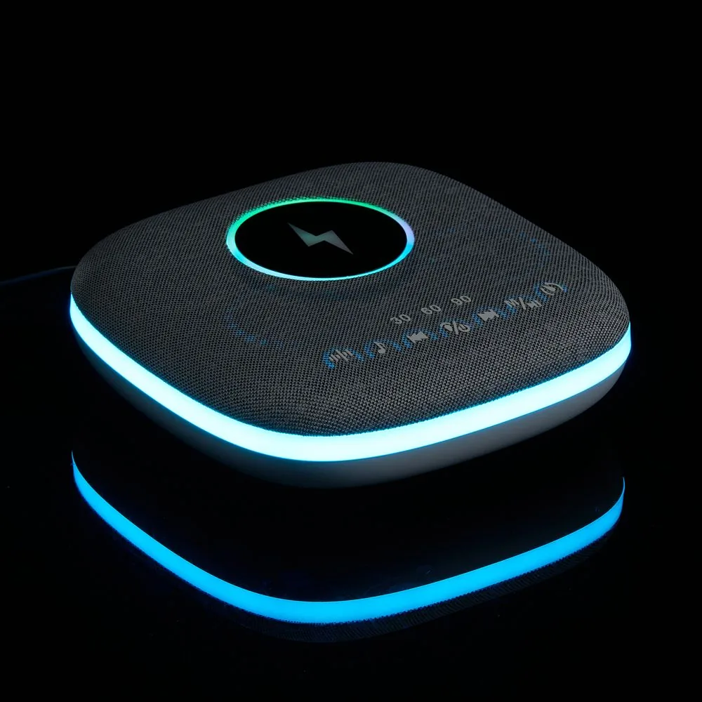 Bluetooth-колонка с беспроводной зарядкой и подсветкой Terrafonic, серая фото 11