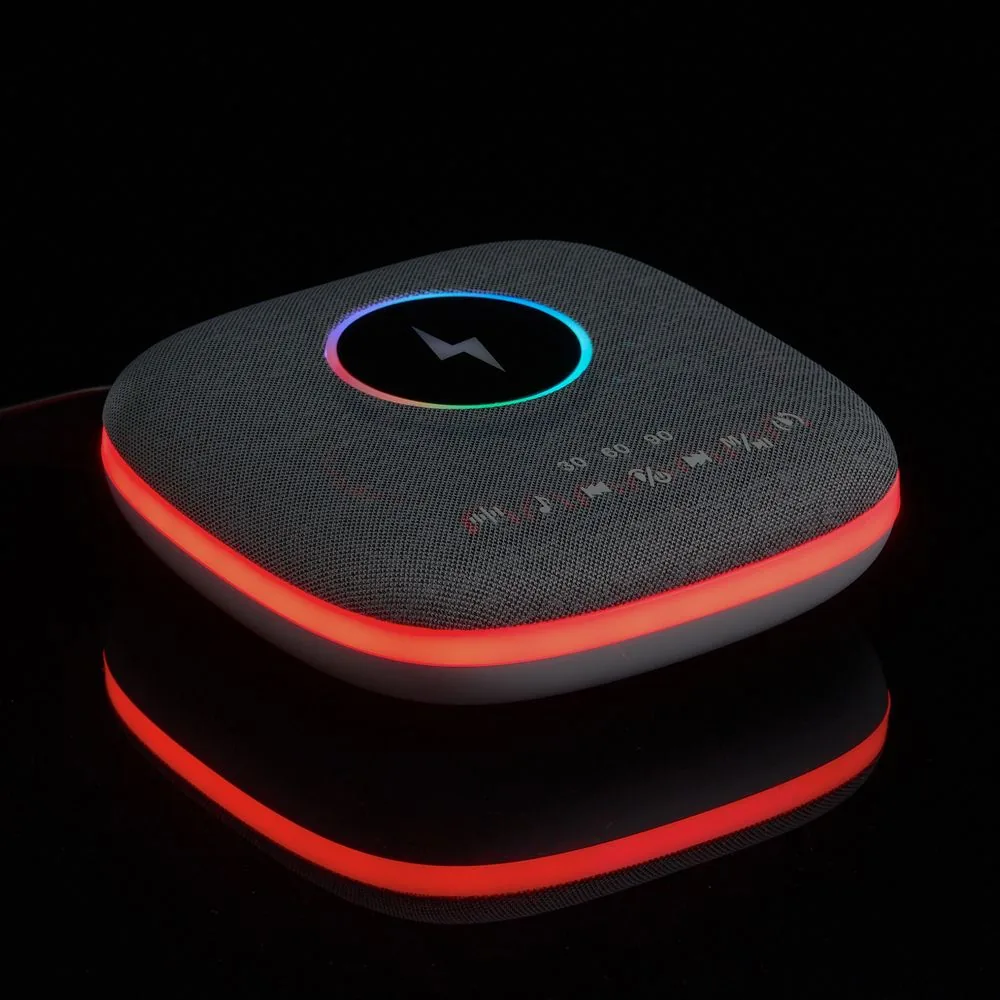 Bluetooth-колонка с беспроводной зарядкой и подсветкой Terrafonic, серая фото 12