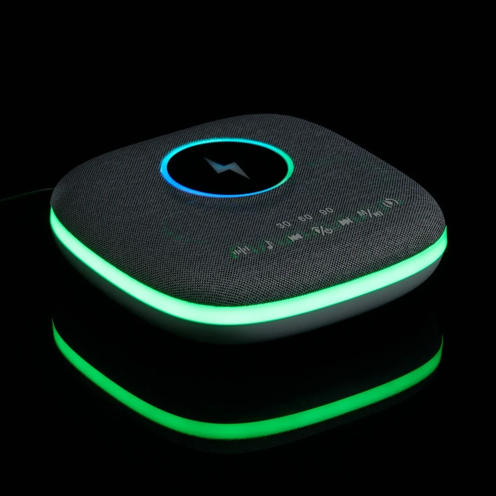 Bluetooth-колонка с беспроводной зарядкой и подсветкой Terrafonic, серая фото 13