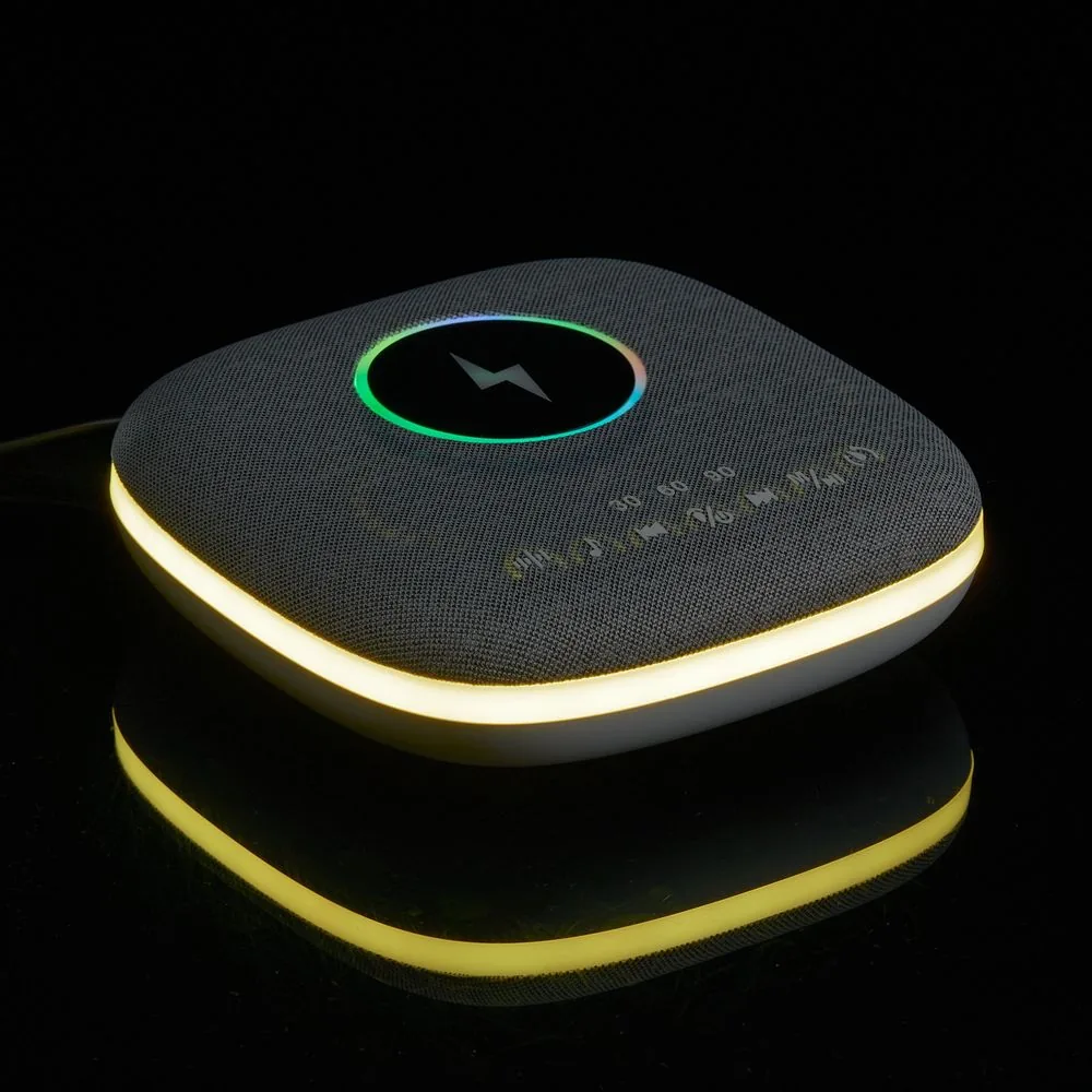 Bluetooth-колонка с беспроводной зарядкой и подсветкой Terrafonic, серая фото 14